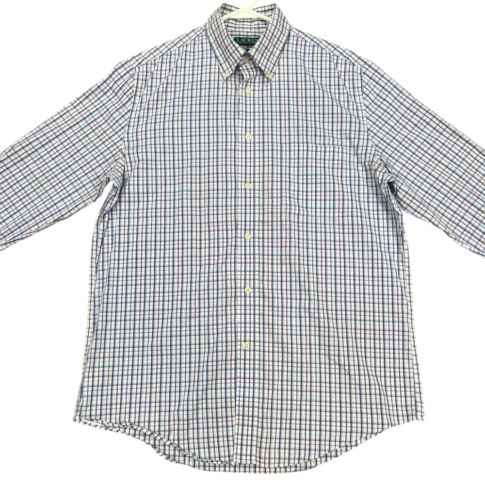 LAUREN Ralph Lauren Men's M Shirt 15-15.5 32/33 Blue Purple Plaid Button Down